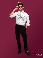 White Abstract Tapewire Shirt