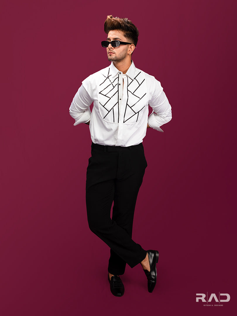 White Abstract Tapewire Shirt