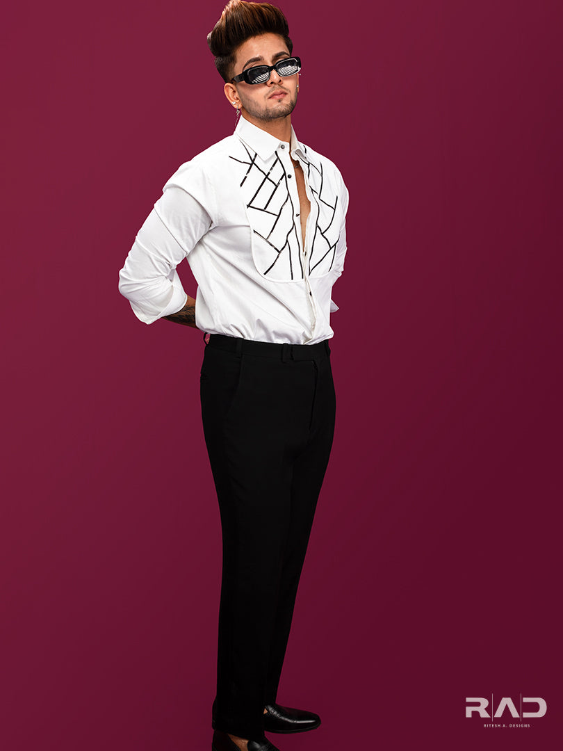 White Abstract Tapewire Shirt