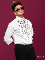 White Abstract Tapewire Shirt