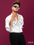 White Abstract Tapewire Shirt