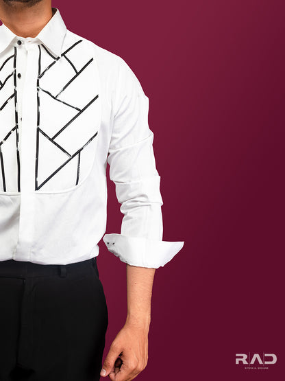 White Abstract Tapewire Shirt