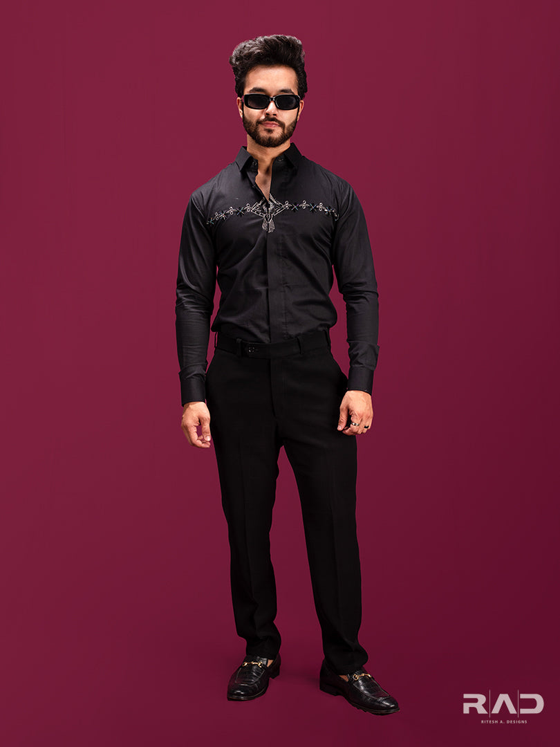 Black Chest Embroidery