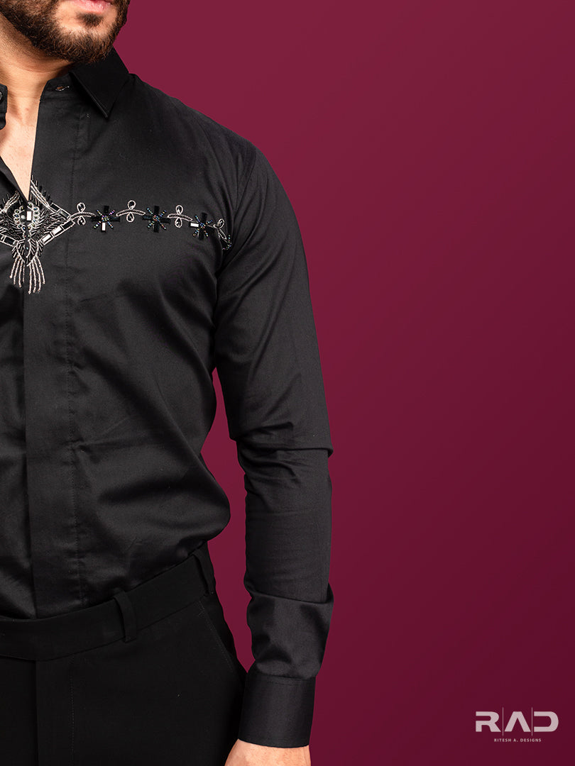 Black Chest Embroidery