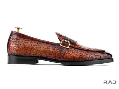 Tan Crocodile Buckle Loafer