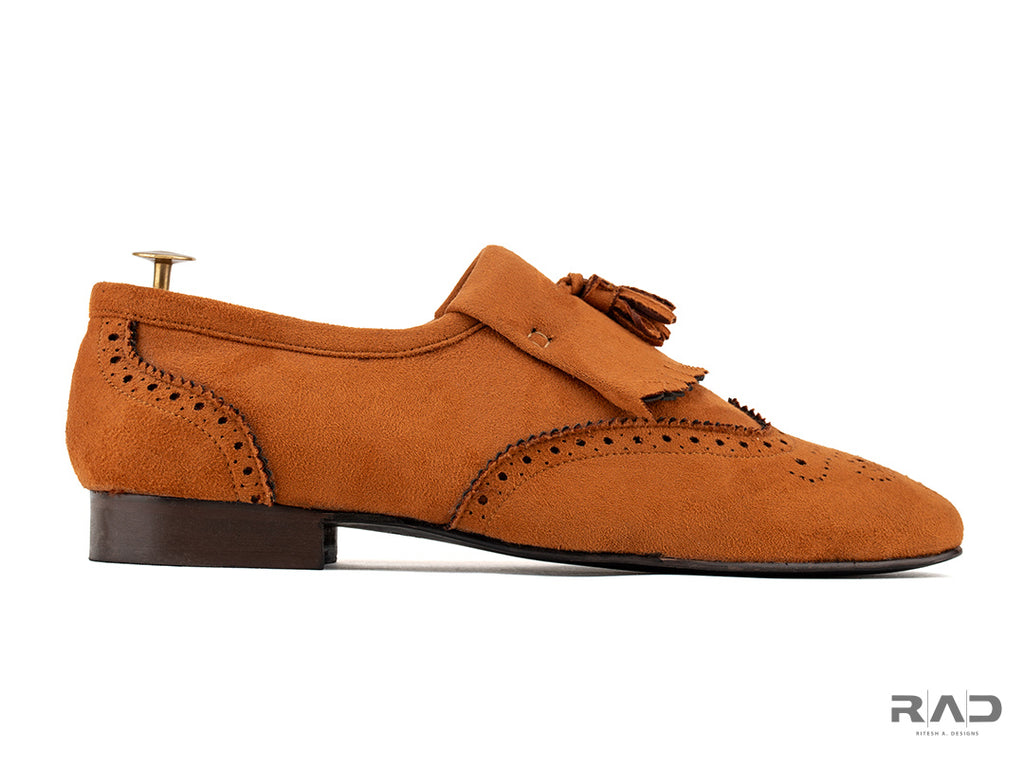 Tan Suede Frill Loafer