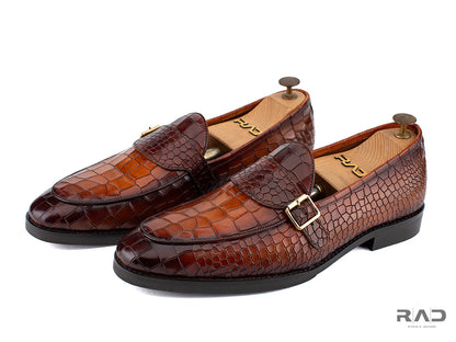 Tan Crocodile Buckle Loafer