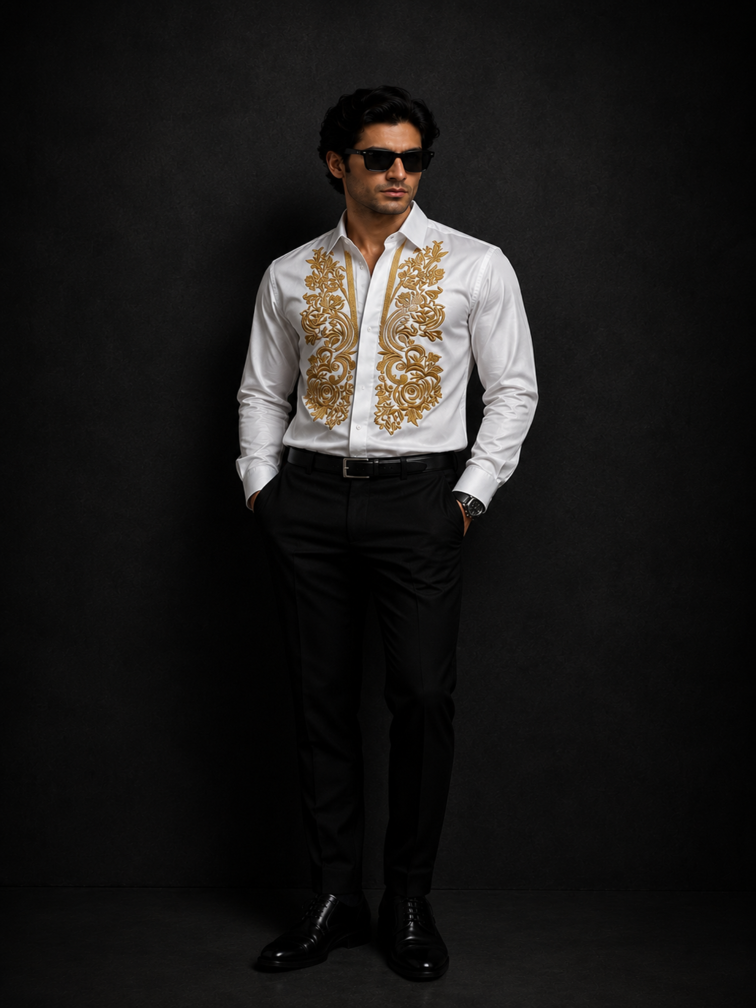 White Gold Embroidered Shirt