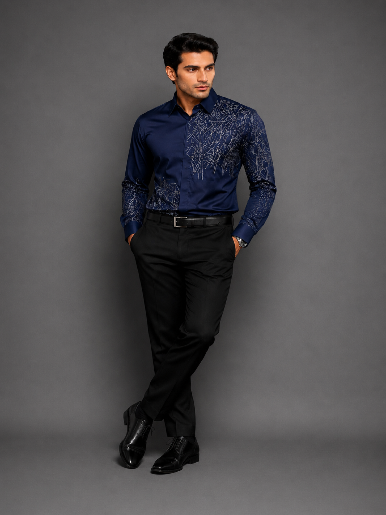 Abstract Linework Formal Shirt