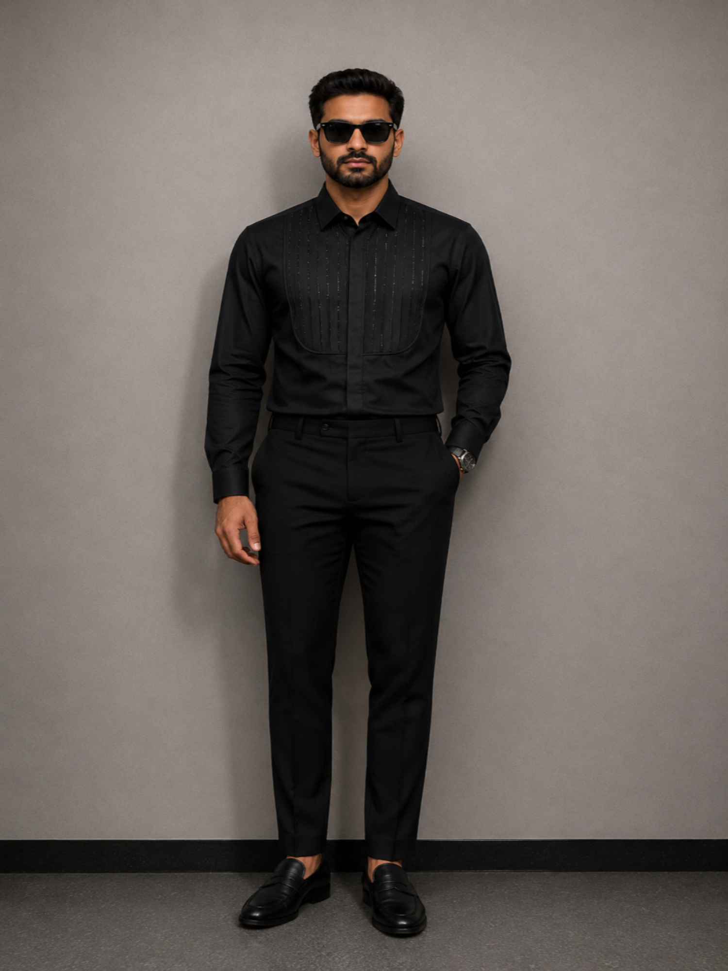 Black Pintuck  Shirt