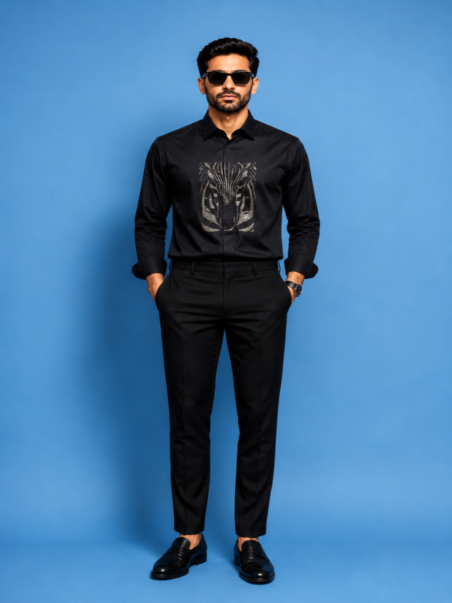 Black Wildlife Print Shirt