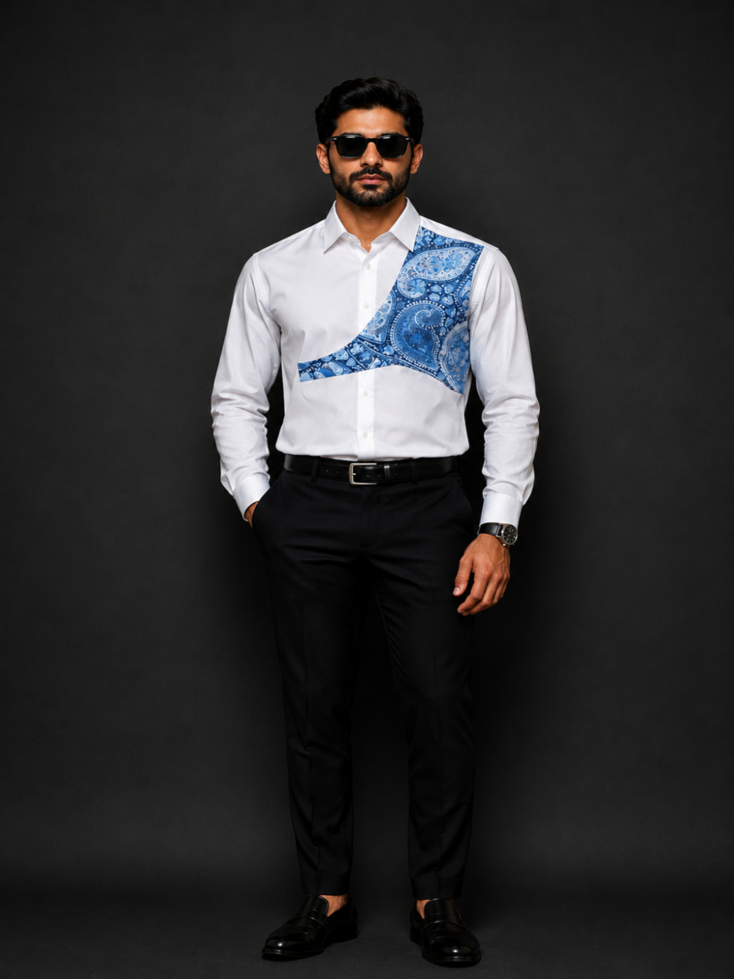 Blue Paisley Pattern Shirt