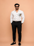 White Butterfly Print Shirt
