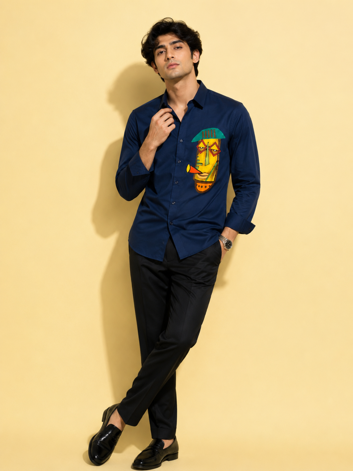 Abstract Face Print Shirt