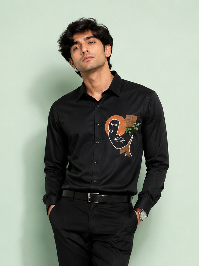 Abstract Portrait Black Shirt