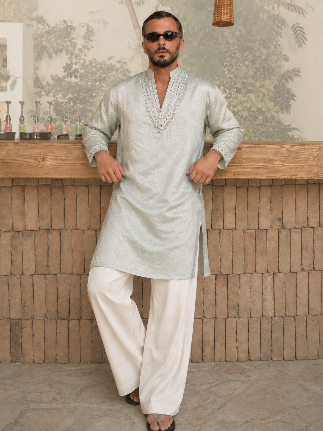 Mint Aura Embroidered Kurta
