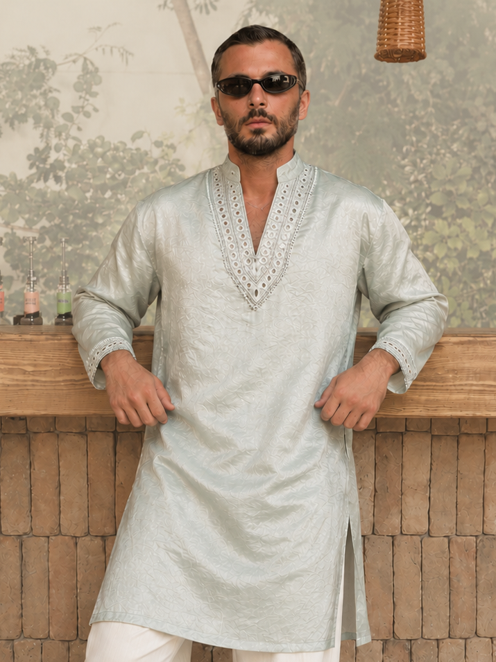 Mint Aura Embroidered Kurta
