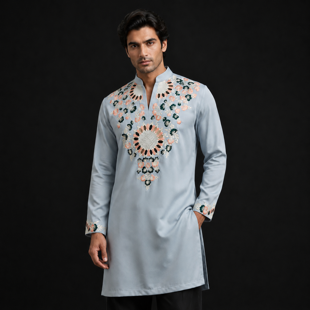 Celestial Bloom Sky Blue Kurta