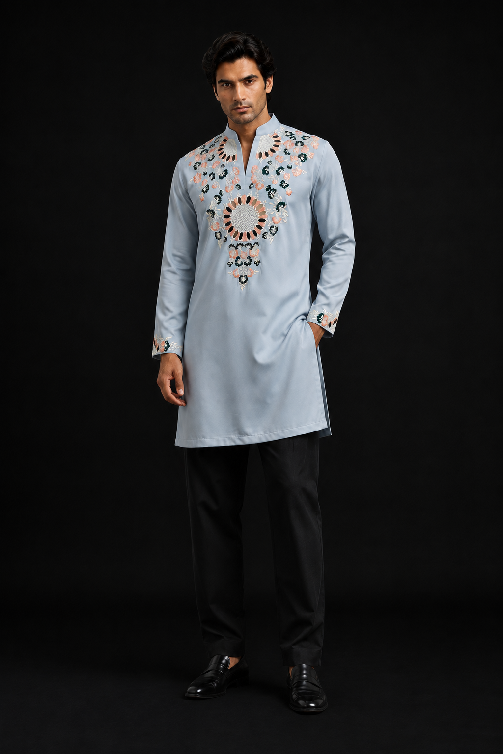 Celestial Bloom Sky Blue Kurta