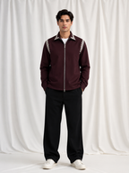 Zarif Noir Embroidered Zip Jacket