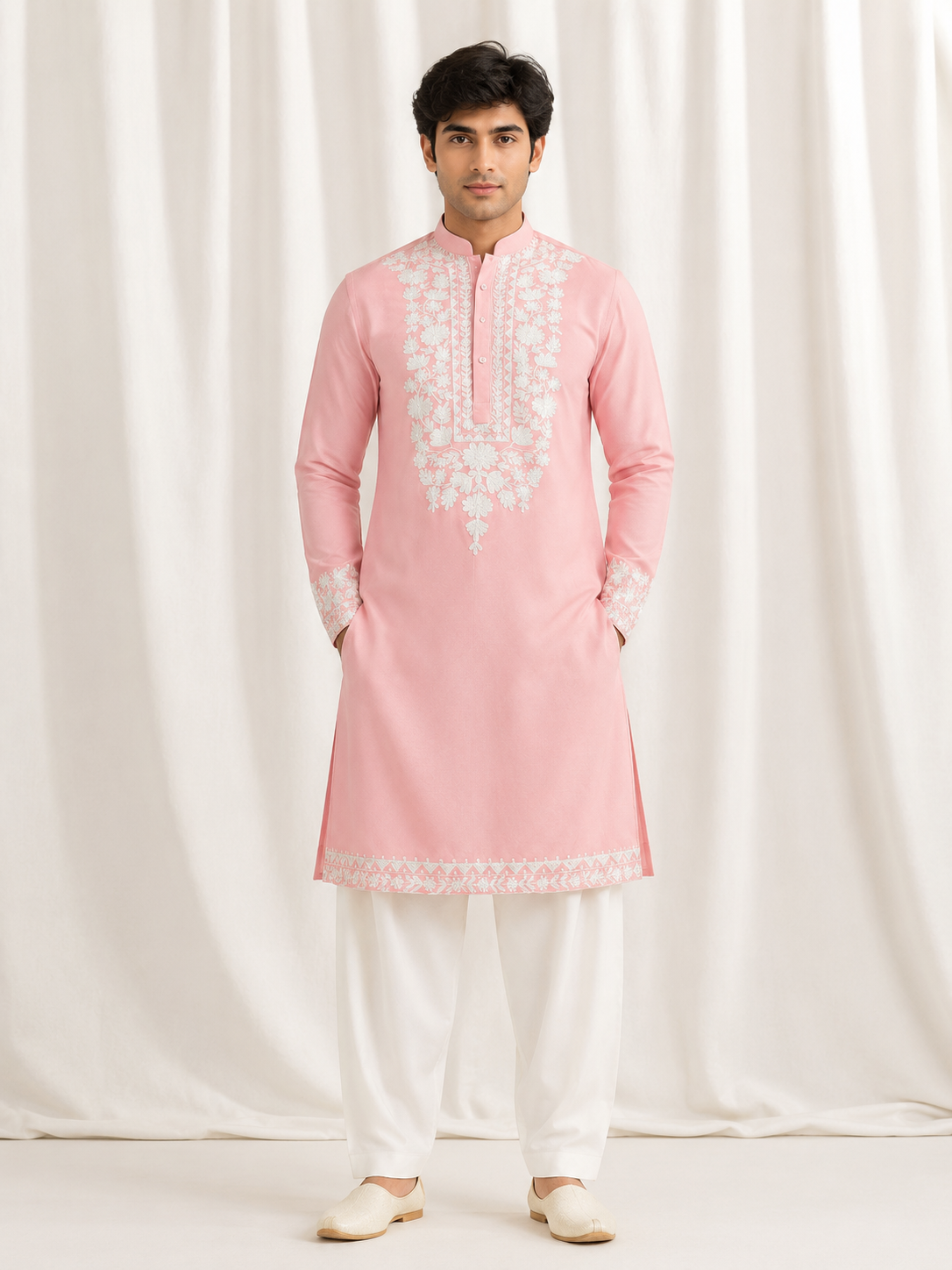 Pink Imperial Threadwork Kurta Set