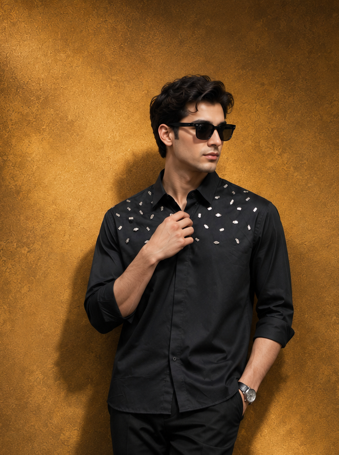 Black Embellished Shirt