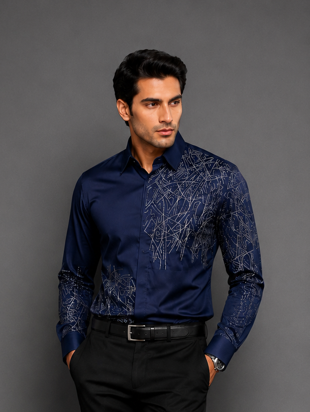 Abstract Linework Formal Shirt