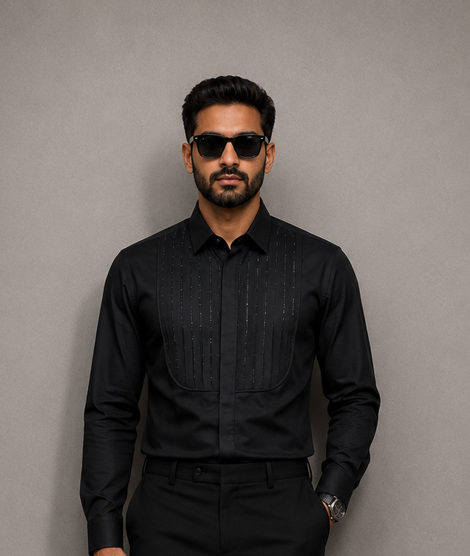 Black Pintuck  Shirt