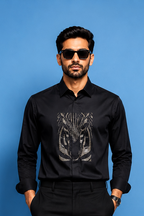Black Wildlife Print Shirt