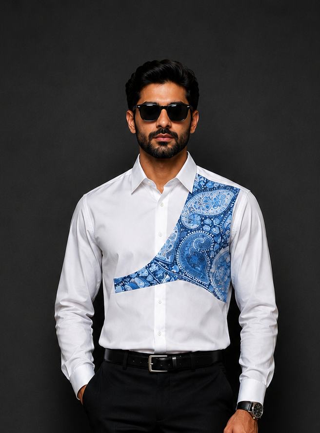 Blue Paisley Pattern Shirt