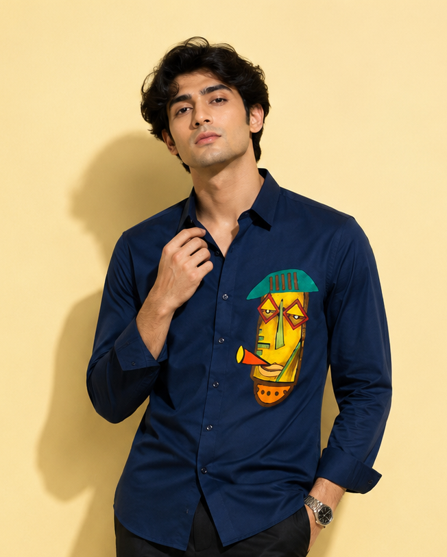 Abstract Face Print Shirt
