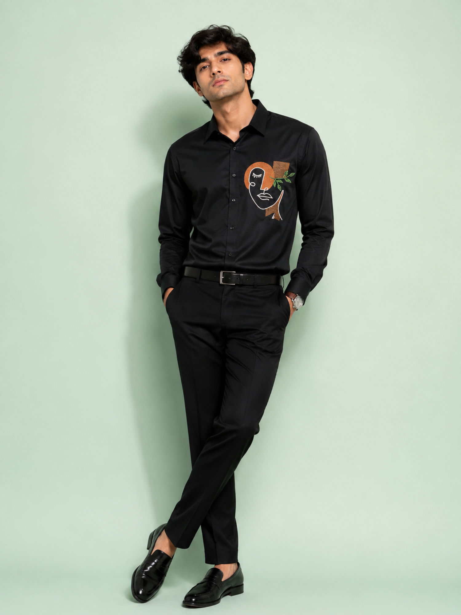 Abstract Portrait Black Shirt