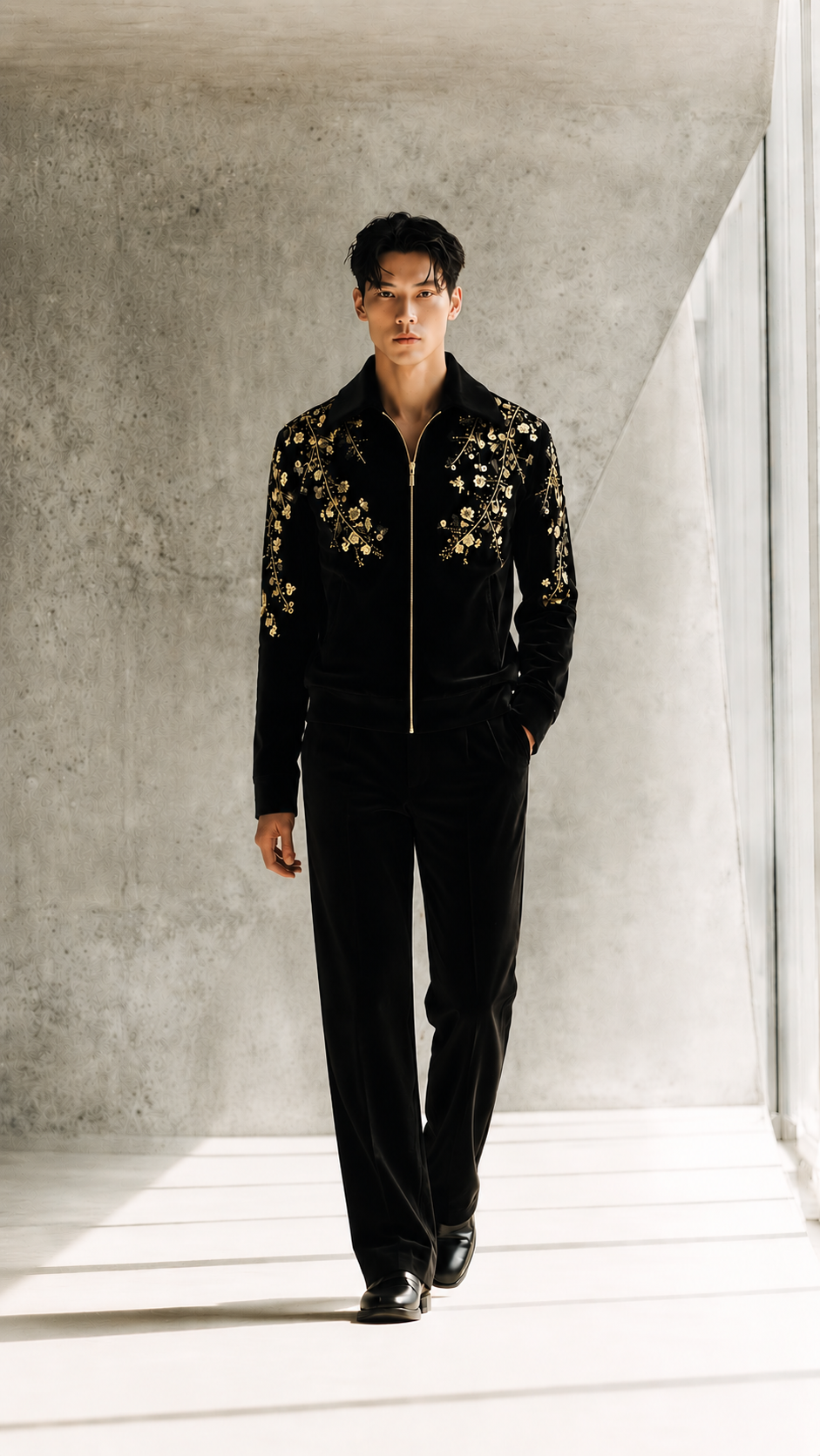 Golden Vines Velvet Zip- Set