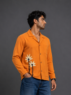 Orange Cuban Collar Shirt