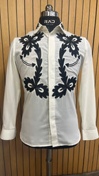 Black Embroidery White Shirt
