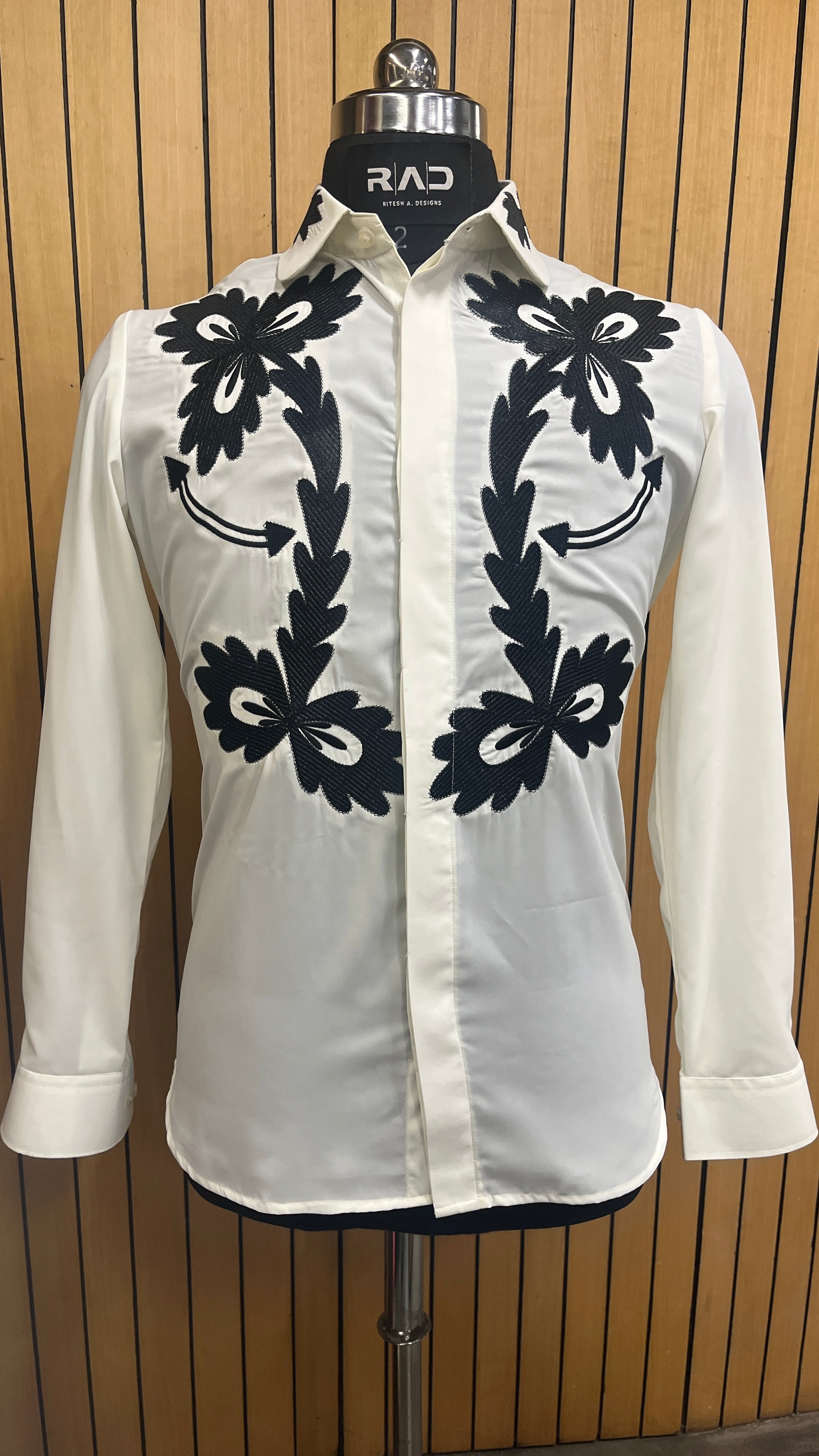 Black Embroidery White Shirt