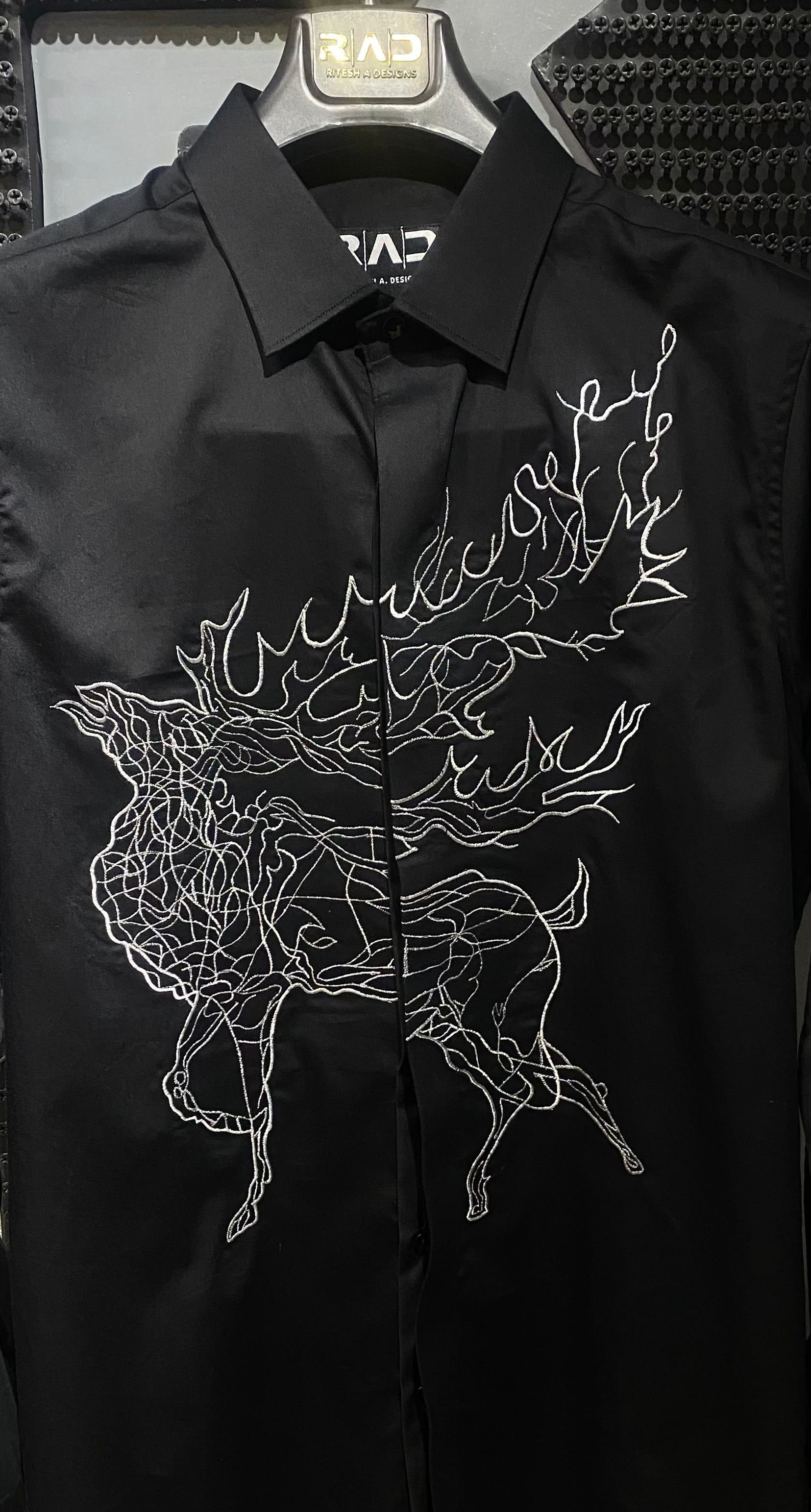 Black Deer Print Shirt