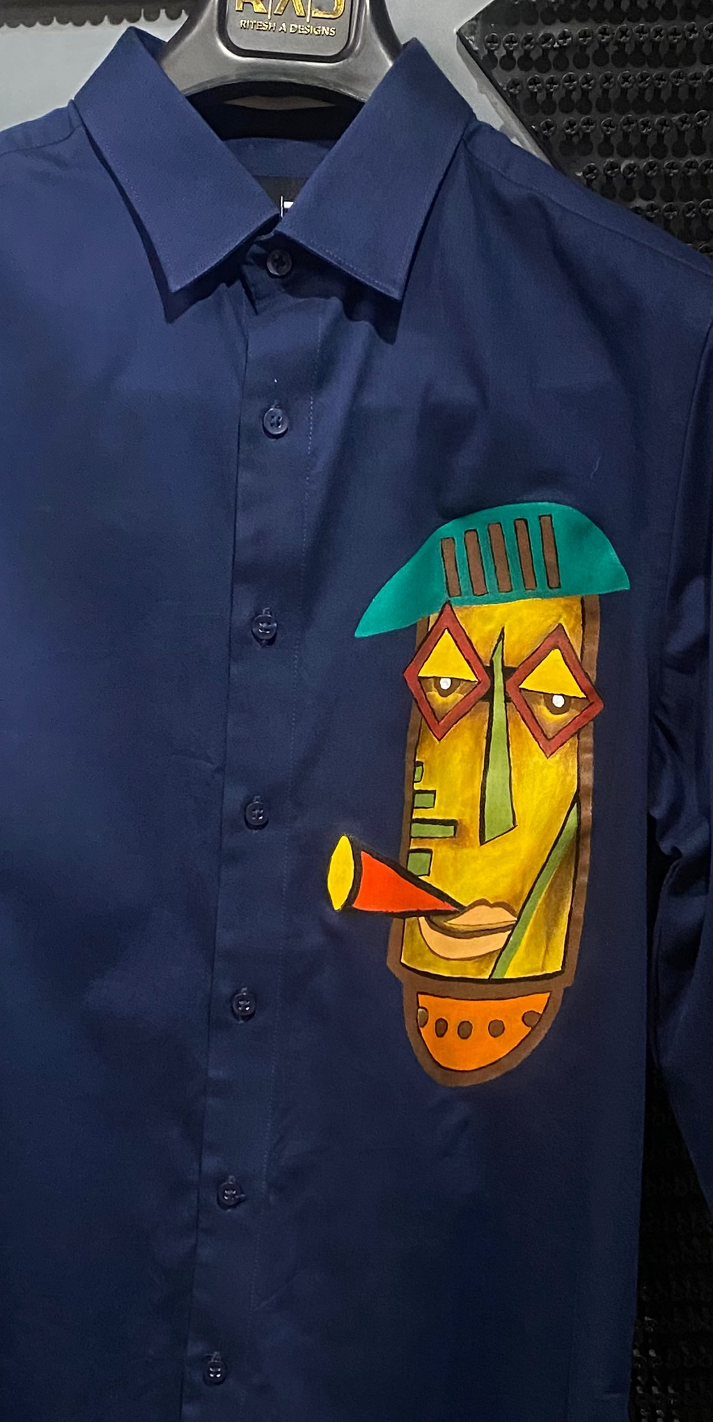 Abstract Face Print Shirt