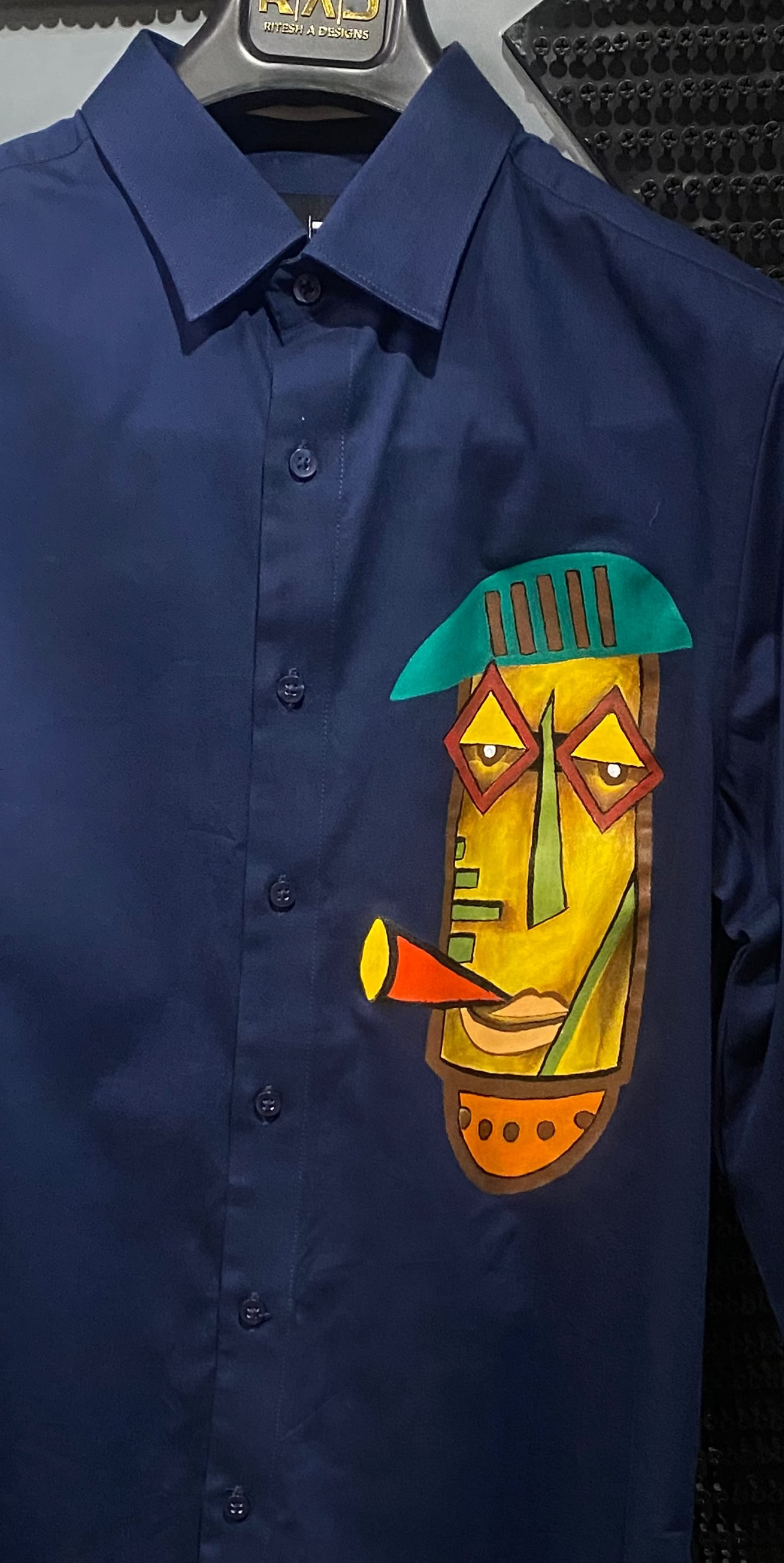 Abstract Face Print Shirt