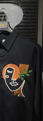 Abstract Portrait Black Shirt