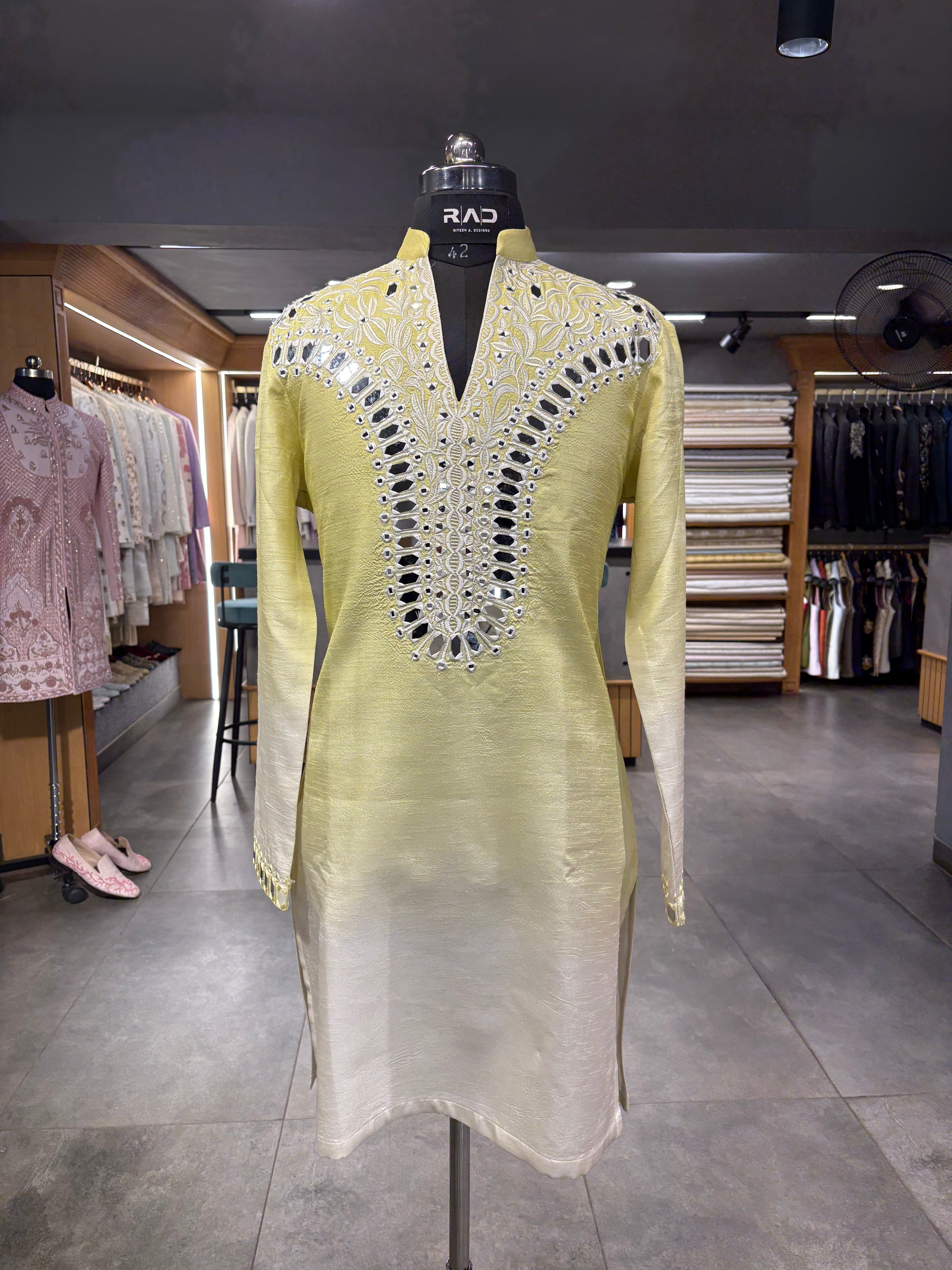 Ombre Lime mirror kurta