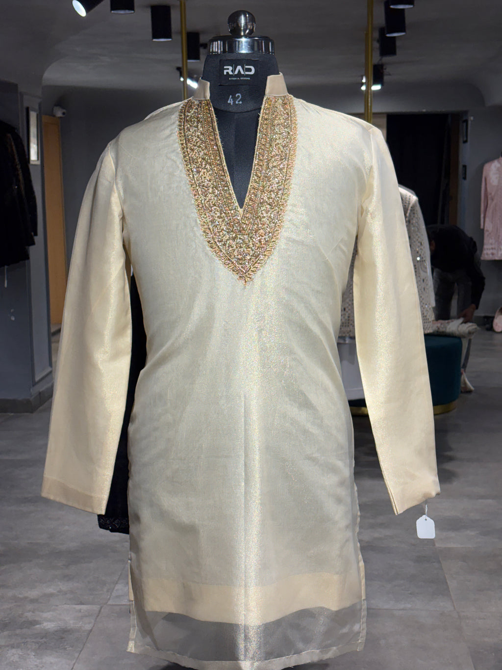 Light beige tissue Kurta