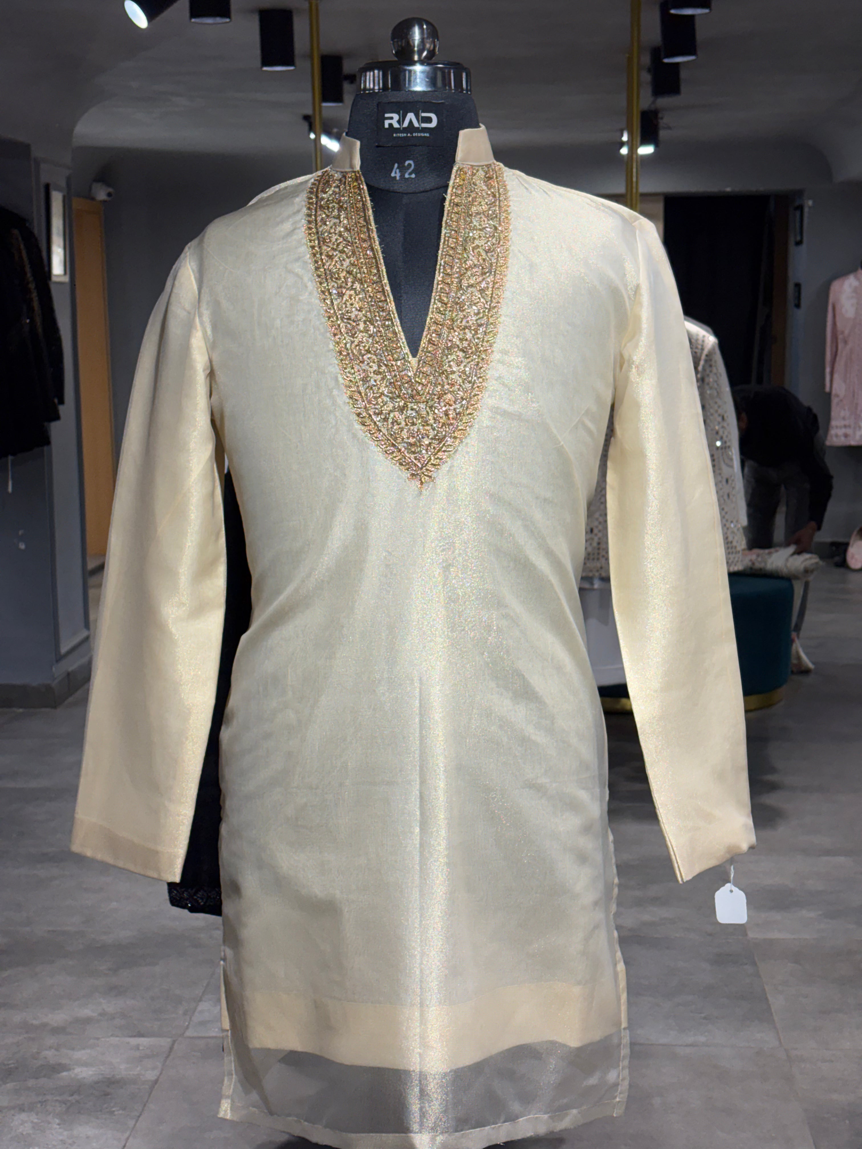 Light beige tissue Kurta