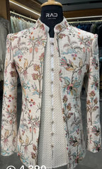 Pastel Vine Embroidered Shrug set