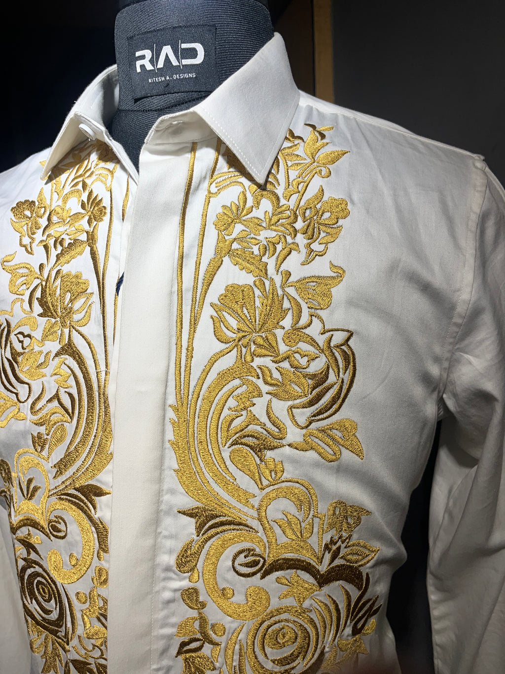 White Gold Embroidered Shirt