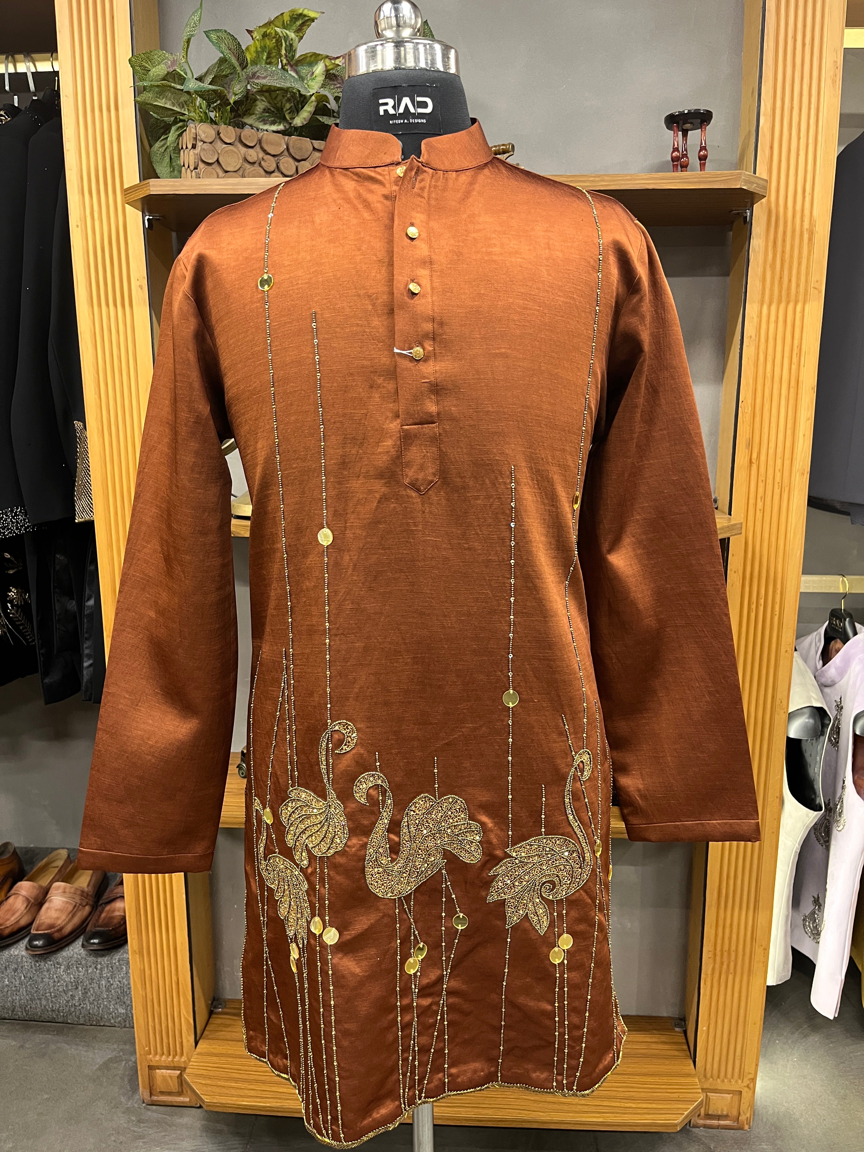 Copper Mayur Embroidered Kurta