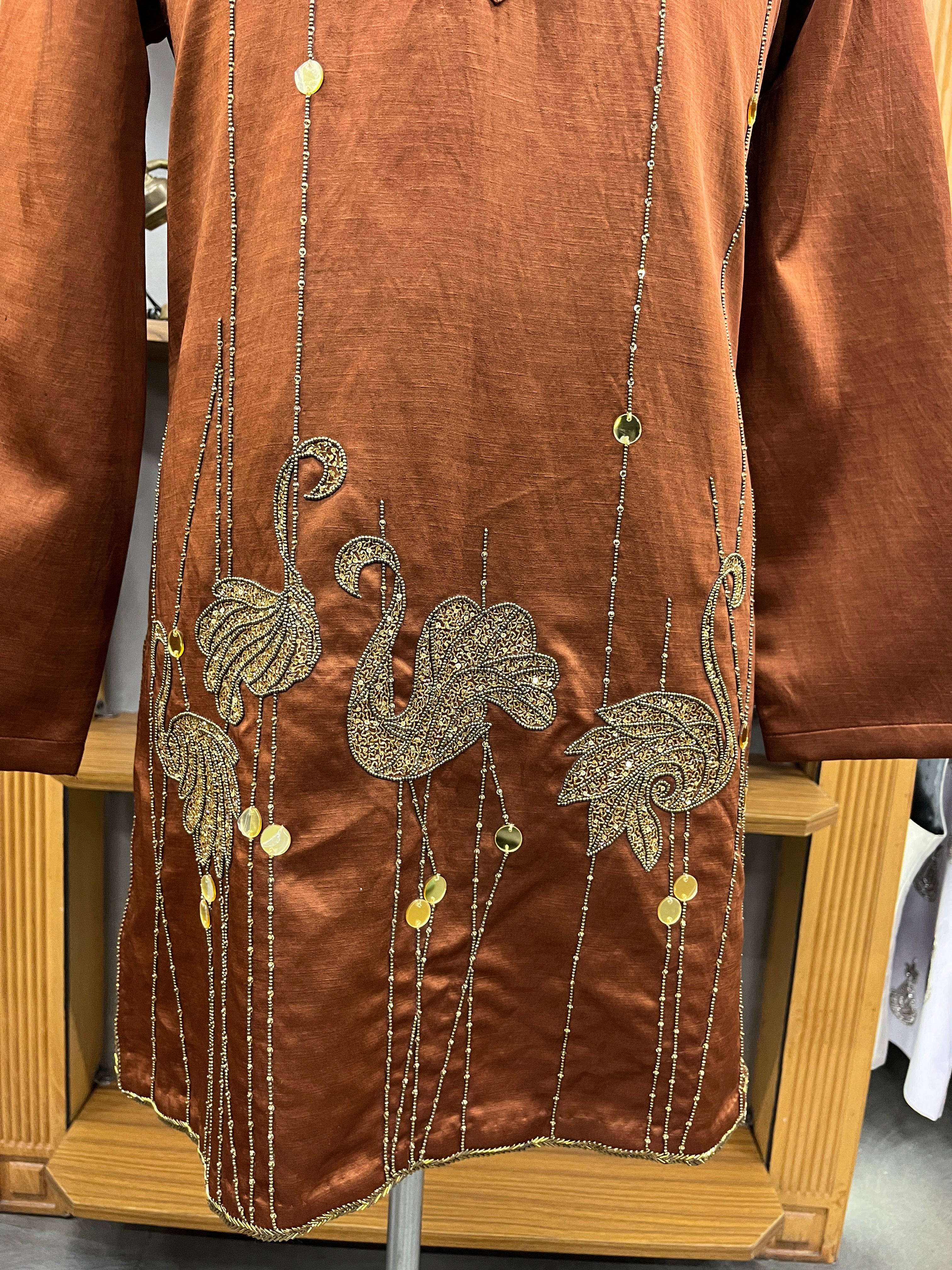 Copper Mayur Embroidered Kurta