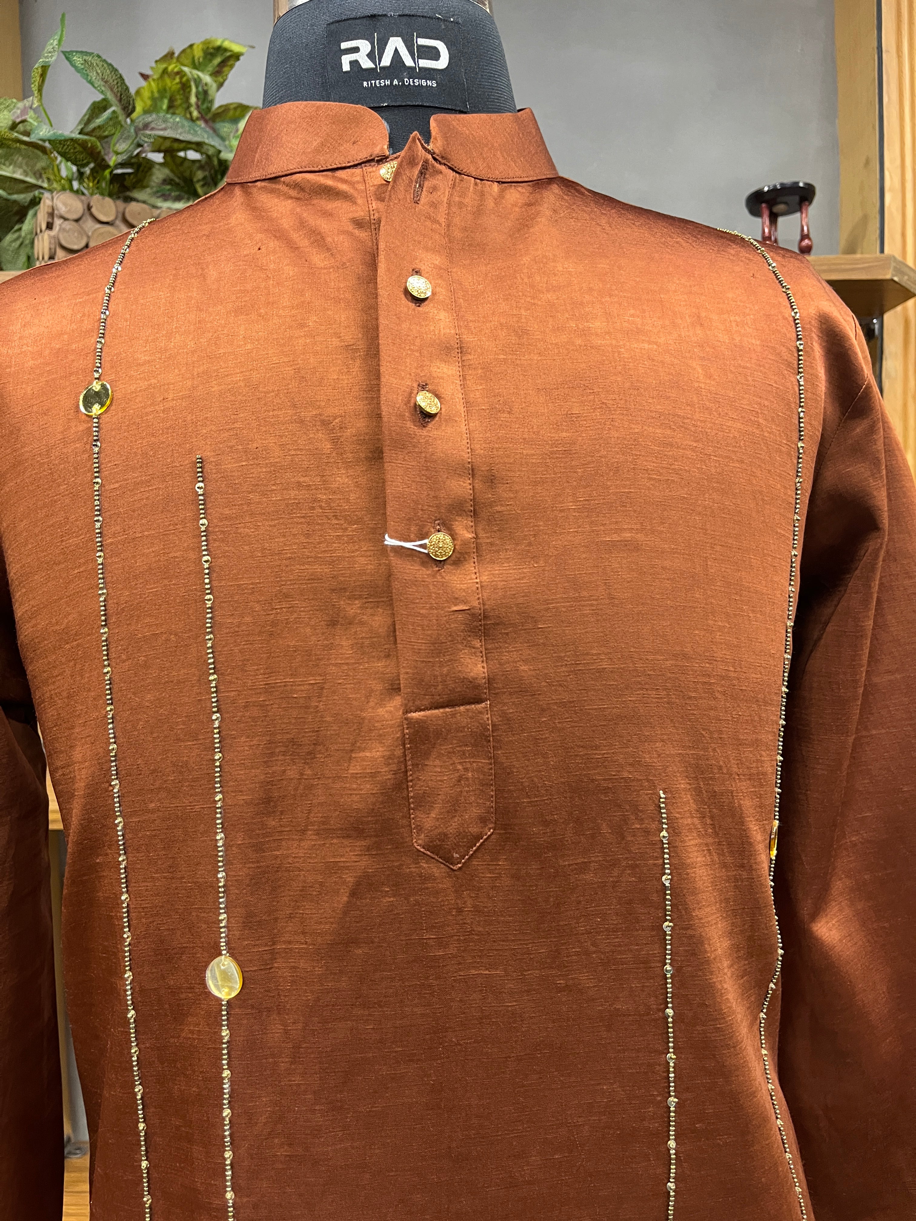 Copper Mayur Embroidered Kurta