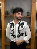 Black Embroidery White Shirt