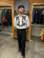 Black Embroidery White Shirt